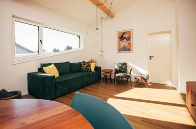 Ein Sitzbereich in der Unterkunft Ferienwohnung Heberle