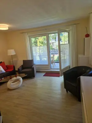 Ein Sitzbereich in der Unterkunft Haus am Mühlenweg - modern und lichtdurchflutet