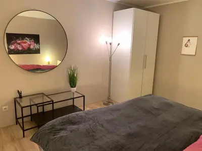 Ein Bett oder Betten in einem Zimmer der Unterkunft Schöne 3 ZKB in Augsburg Pfersee