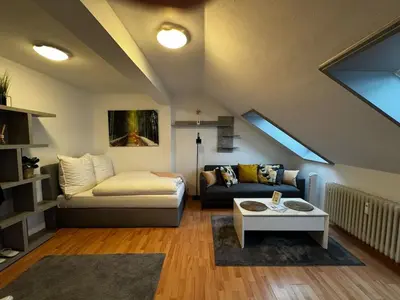 Ein Sitzbereich in der Unterkunft Zentral gelegene Wohnung