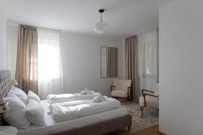 Ein Bett oder Betten in einem Zimmer der Unterkunft Idyllische Ferienunterkunft in Aidling am Riegsee