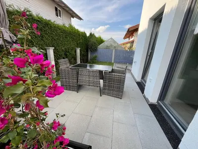 Ein Balkon oder eine Terrasse in der Unterkunft Ferienwohnung Osternach