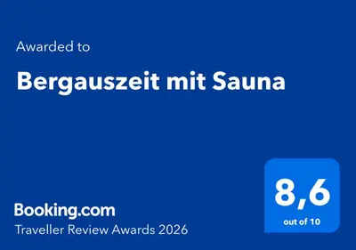 Ein Zertifikat, Auszeichnung, Logo oder anderes Dokument, das in der Unterkunft Bergauszeit mit Sauna ausgestellt ist