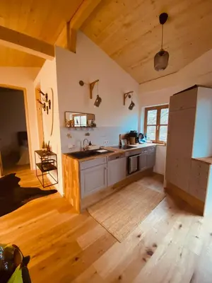 Küche/Küchenzeile in der Unterkunft Gästehäuschen mit Kamin