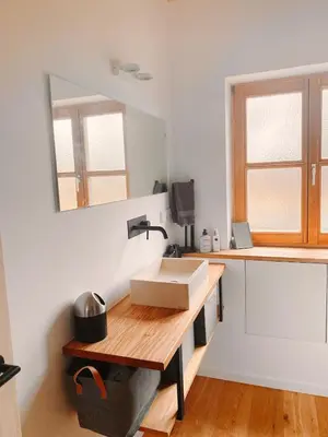 Küche/Küchenzeile in der Unterkunft Gästehäuschen mit Kamin