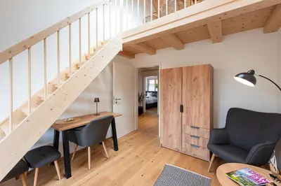 Ein Sitzbereich in der Unterkunft Ferienhaus Chiemseefeeling