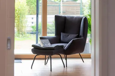 Ein Sitzbereich in der Unterkunft Ferienhaus Chiemseefeeling