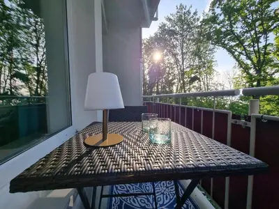 Ein Balkon oder eine Terrasse in der Unterkunft FlamingoSuite in Seenähe