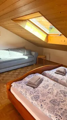 Ein Bett oder Betten in einem Zimmer der Unterkunft Villa am Goldbach