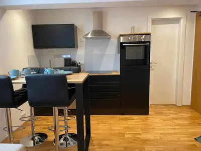 Küche/Küchenzeile in der Unterkunft 1,5-Zimmer, Top ausgestattet, 4 Pers, Souterrain, Self Check-in, Parkplatz, Netflix & Amazon Prime