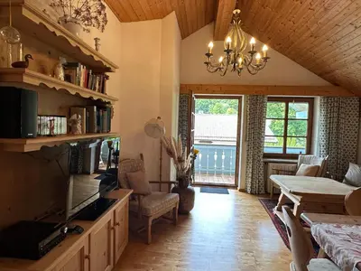Ein Sitzbereich in der Unterkunft Ferienwohnung Zellerhorn Kerscher