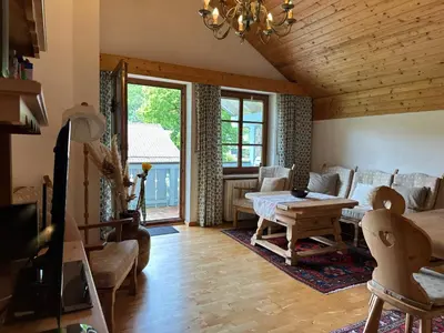 Ein Sitzbereich in der Unterkunft Ferienwohnung Zellerhorn Kerscher