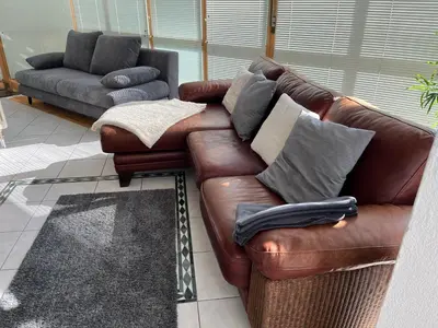 Ein Sitzbereich in der Unterkunft Ferienwohnung Gisela