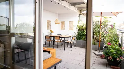 Ein Balkon oder eine Terrasse in der Unterkunft Munich City Rooftop Apartment