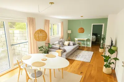Ein Sitzbereich in der Unterkunft RuheTraum 80 - Design-Apartment