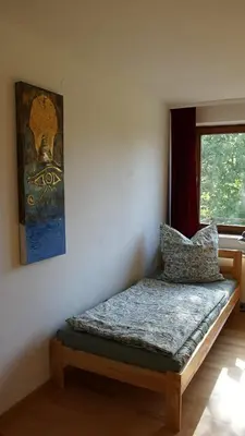 Ein Bett oder Betten in einem Zimmer der Unterkunft Künstlerhaus im Grünen