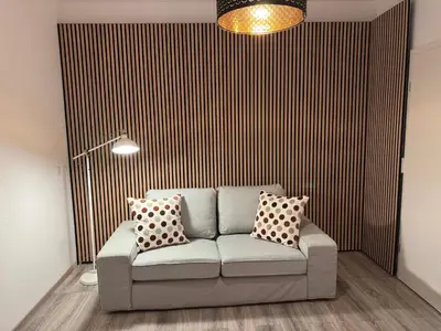 Ein Sitzbereich in der Unterkunft Ferienwohnung Landshut am Gambach