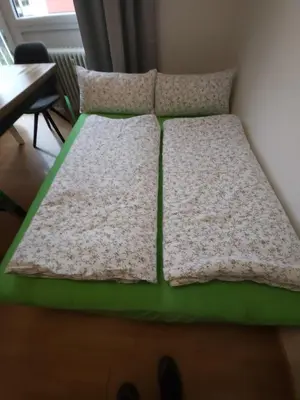 Ein Bett oder Betten in einem Zimmer der Unterkunft 1-Zi Apartment Nähe U-Bahn U-3, Balkon, Garage