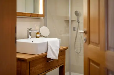 Ein Badezimmer in der Unterkunft Knoglerhof am Rinser See