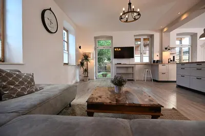 TV/Unterhaltungsangebot in der Unterkunft Ferienwohnung Lämmche, EG mit eingezäuntem Garten