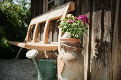 Ein Garten an der Unterkunft Biohof Dimper - KuhHorn