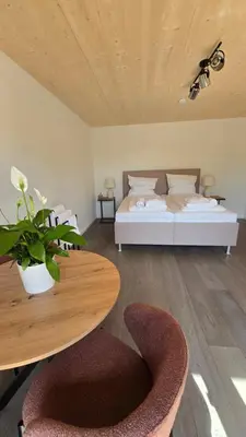 Ein Bett oder Betten in einem Zimmer der Unterkunft Quiet Guest Apartment in Peißenberg