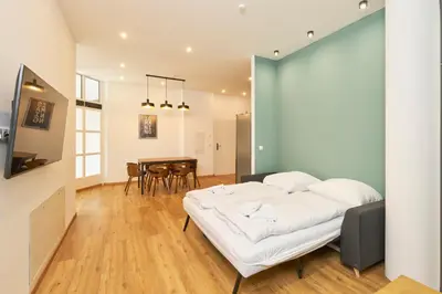 Ein Bett oder Betten in einem Zimmer der Unterkunft COZEE - Design-Wohnung mit Parkplatz zwischen München und Flughafen MUC