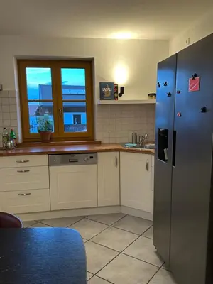 Küche/Küchenzeile in der Unterkunft Ferienwohnung Obstgartenblick
