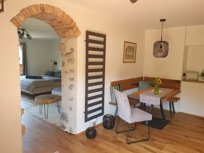 Ein Sitzbereich in der Unterkunft Ferienwohnung Antretter