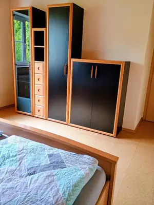 Ein Bett oder Betten in einem Zimmer der Unterkunft Ganze Wohnung mit Balkon, bis 5 Personen rund 90 qm
