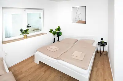 Ein Bett oder Betten in einem Zimmer der Unterkunft Stylish city apartment, close to the English Garden