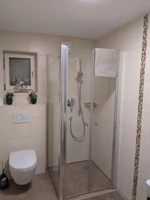 Ein Badezimmer in der Unterkunft Ferienwohnung am Krebsbach