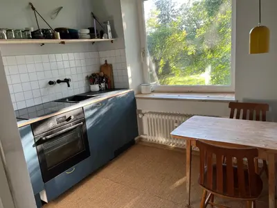 Küche/Küchenzeile in der Unterkunft Altes Zeichenstudio im Grünen
