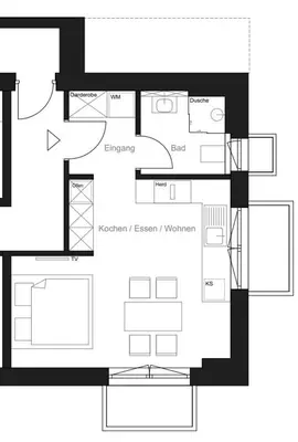 Grundriss der Unterkunft Ferienwohnung Bergufer - Studio im Souterrain