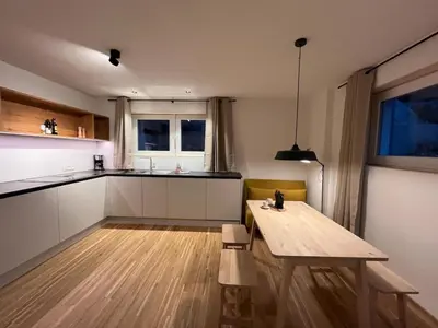 Küche/Küchenzeile in der Unterkunft Ferienwohnung Bergufer - Studio im Souterrain
