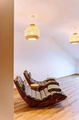 Ein Sitzbereich in der Unterkunft Zum Kirchmair