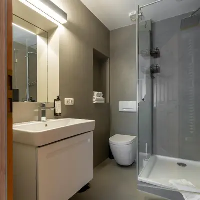 Ein Badezimmer in der Unterkunft Apartment in Kirchheim bei München