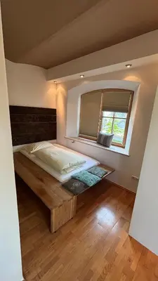 Ein Bett oder Betten in einem Zimmer der Unterkunft Gemütliches 50qm Apartment mit Terrasse und Garten