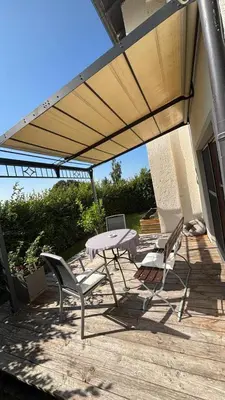 Ein Balkon oder eine Terrasse in der Unterkunft Gemütliches 50qm Apartment mit Terrasse und Garten