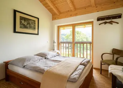 Ein Bett oder Betten in einem Zimmer der Unterkunft Ferienwohnung beim Professor