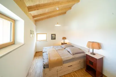 Ein Bett oder Betten in einem Zimmer der Unterkunft Ferienwohnung beim Professor