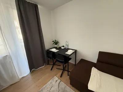 Ein Sitzbereich in der Unterkunft Apartment Schwabing Balkon und Garage inklusive