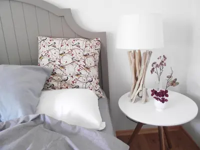 Ein Bett oder Betten in einem Zimmer der Unterkunft Ferienwohnung Oberammergau
