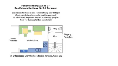 Grundriss der Unterkunft Ferienwohnung Alpina 2