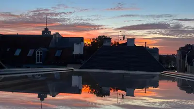 Blick auf den Sonnenuntergang/Sonnenaufgang von der Ferienwohnung aus oder aus der Nähe
