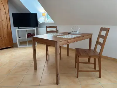 TV/Unterhaltungsangebot in der Unterkunft Ferienwohnung mit Küche und Bad