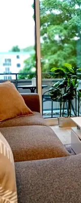 Ein Sitzbereich in der Unterkunft Studio apartment with balcony