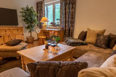 Ein Sitzbereich in der Unterkunft Motel 22