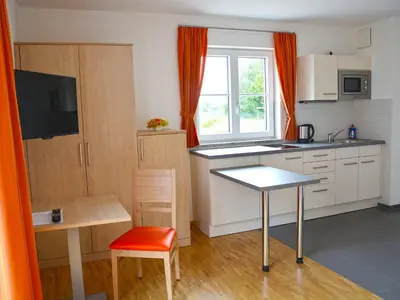 Küche/Küchenzeile in der Unterkunft Apparthotel Ampertal