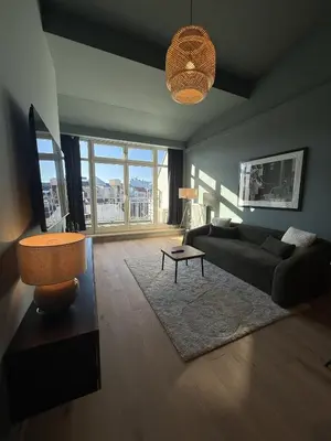 Ein Sitzbereich in der Unterkunft Zentrales Dachgeschoss-Apartment Augustenstraße